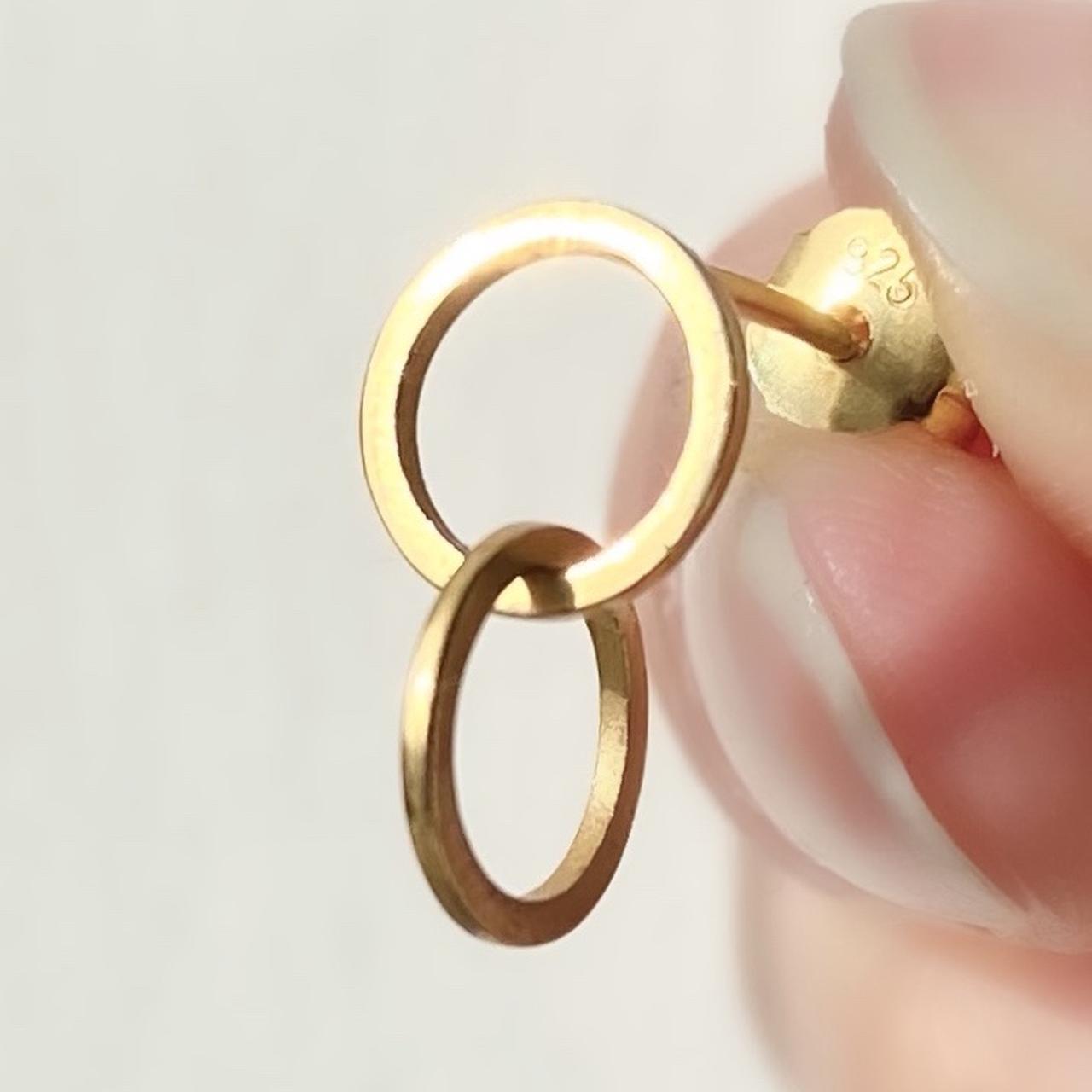 925 Sterling silver gold plated double circle studs - Image 3