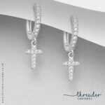 Sterling silver cross huggie hoops
