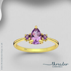 Amethyst ring -gold plated over sterling silver