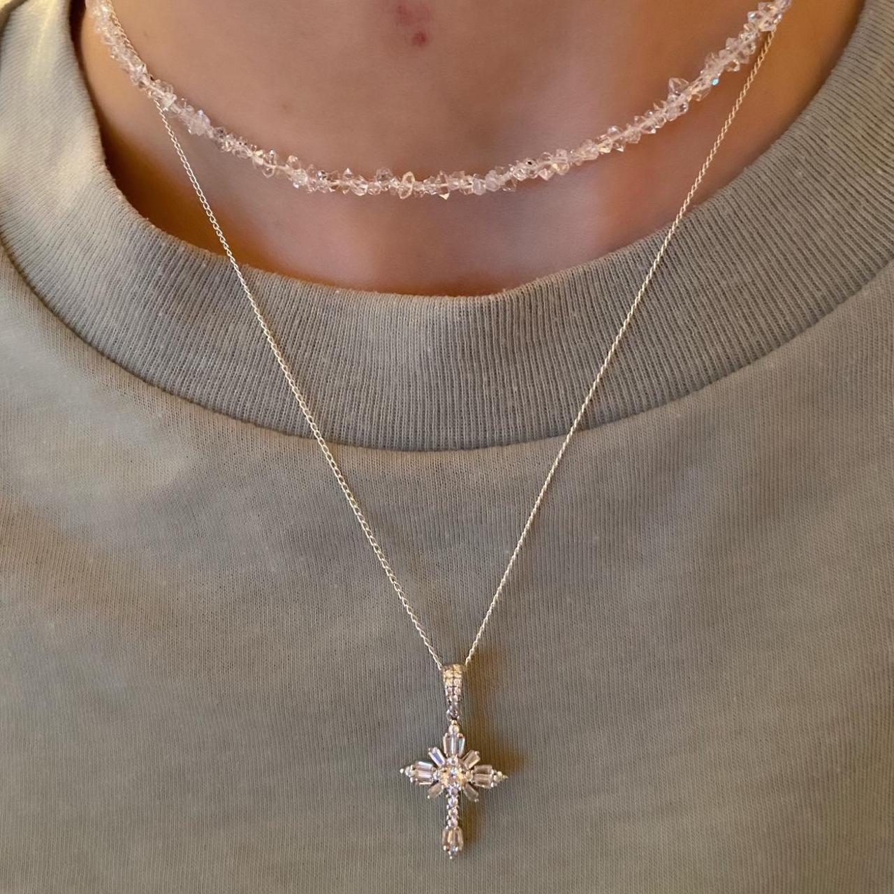 Sterling silver Cubic Zirconia cross pendant - Image 3