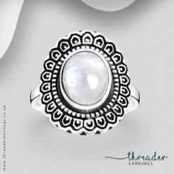 Sterling silver chunky moonstone ring