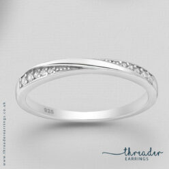 Sterling silver crossover ring