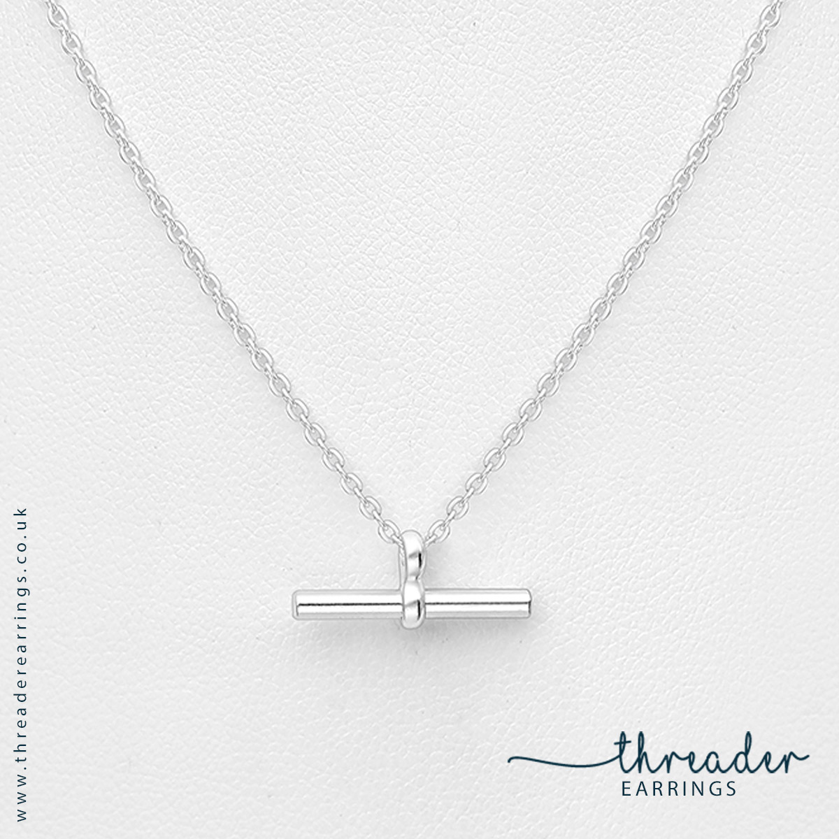 Sterling silver T bar necklace
