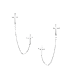 Double piercing cross earrings
