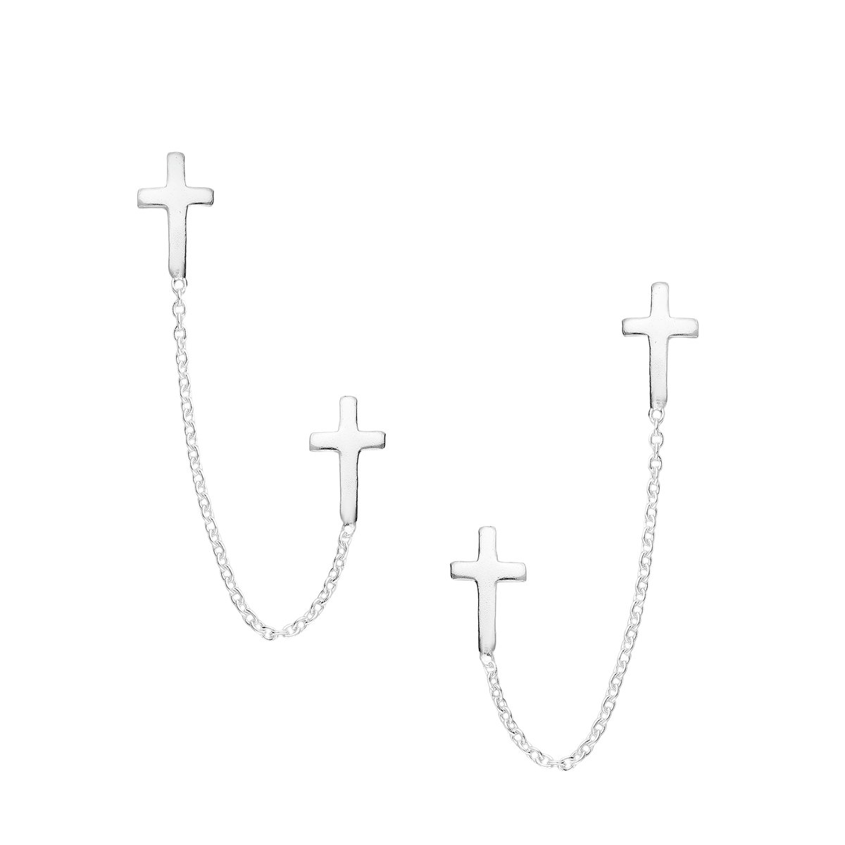 Double piercing cross earrings
