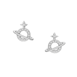 Sterling silver space planet and star earrings