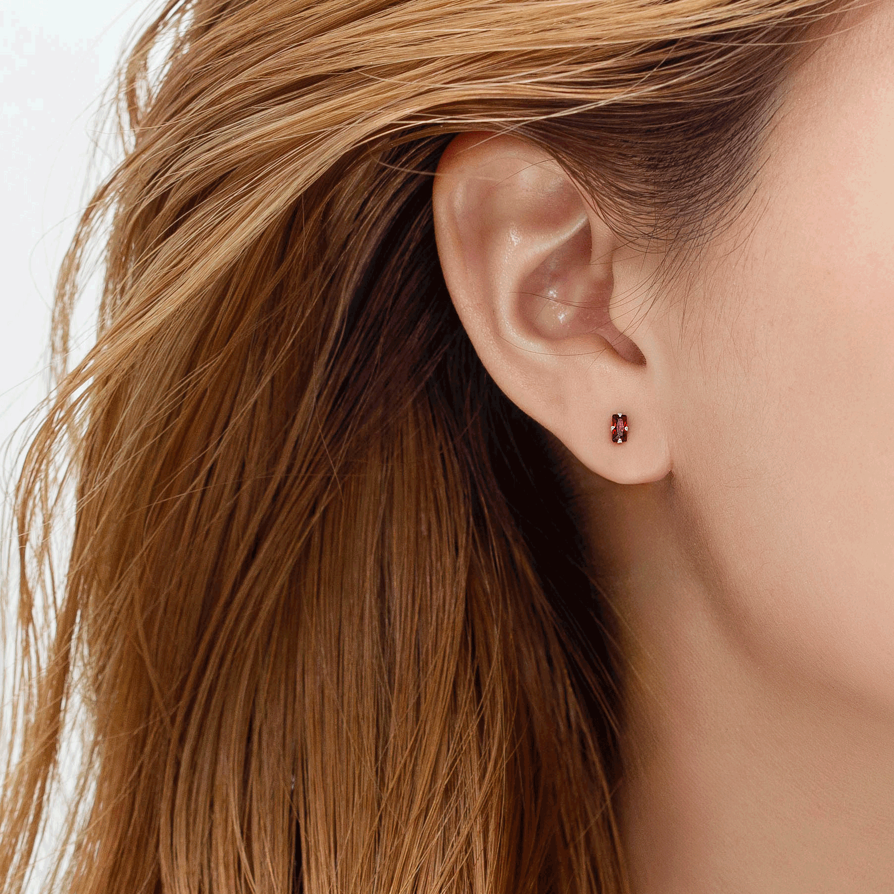 Sterling silver clear CZ baguette stud earrings - Image 2