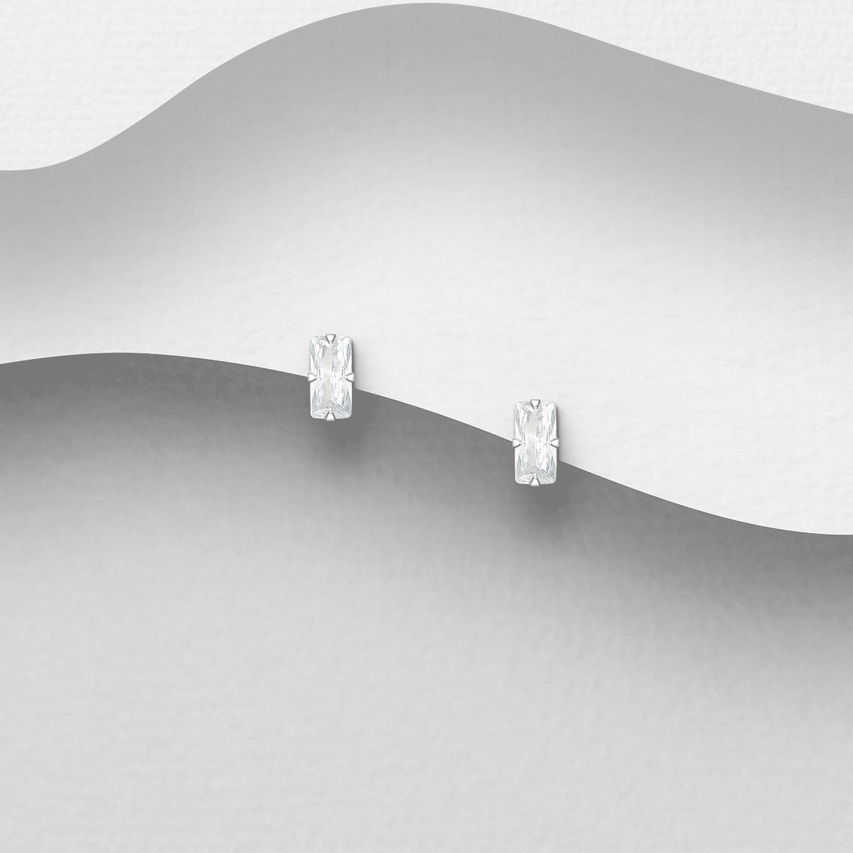 Sterling silver stud earrings with CZ bar