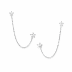 925 Sterling silver double piercing earrings with star cubic zirconia