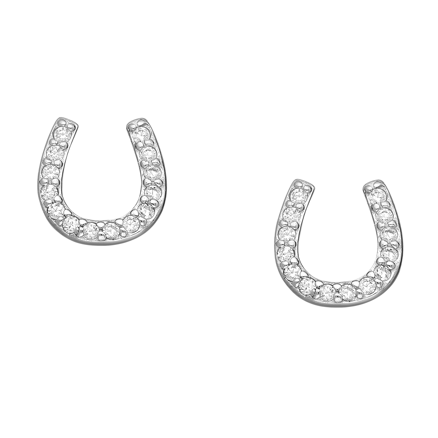Sterling silver horse shoe earrings with cubic zirconia