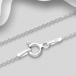 18 Inch Anchor Chain, 1.1 mm Wide, 925 Sterling silver, close-up showing the links and clasp
