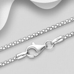 18 inch Korean Chain, 1.45mm Wide, 925 Sterling silver, close-up showing the links and clasp