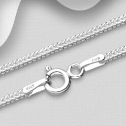20 inch chain, 1.3mm wide, 925 Sterling silver, close-up showing the links and clasp