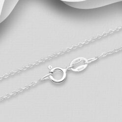 22 or 32 inch Rollo Chain, 1.25mm Wide, 925 Sterling silver, close-up showing the links and clasp