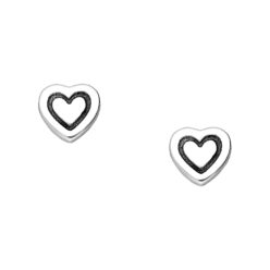 Heart outline studs in 925 Sterling silver, on a white background