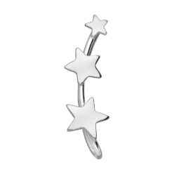 Small 3-star ear climber in 925 Sterling silver, on a white background