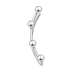Sterling silver 4-ball ear climber, on a white background