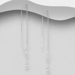 925 Sterling Silver ball, moon and star threader earrings