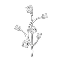 Single sterling silver branch ear climber with clear crystal glass stones on a white background