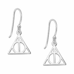 Sterling silver geometric earwire earrings, on a white background