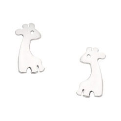Sterling silver giraffe stud earrings, on a white background