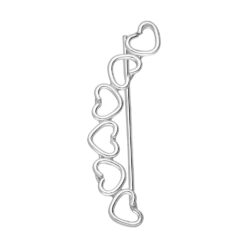 Sterling silver heart ear climber, on a white background