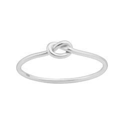 Sterling silver love knot ring, on a white background