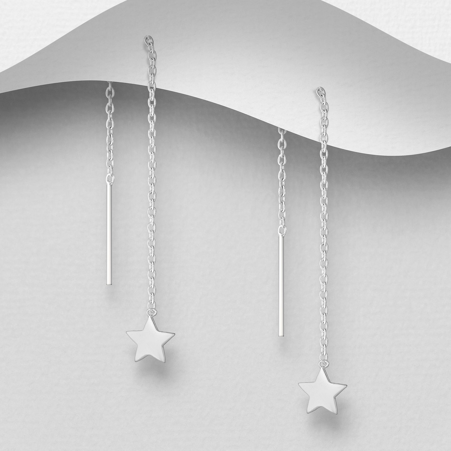Sterling Silver simple star threader earrings