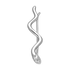 Sterling silver snake ear climber with detail, on a white background