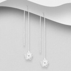 925 Sterling Silver star cage threader earrings