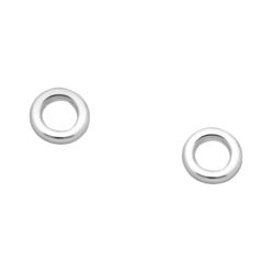 Sterling silver tiny circle stud earrings, on a white background