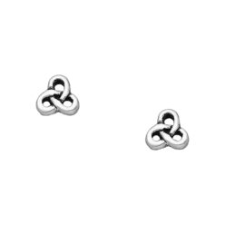 Sterling silver tiny oxidised celtic stud earrings, on a white background