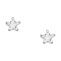 925 Sterling Silver tiny star cubic zirconia ear studs