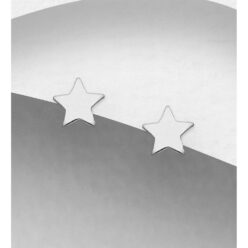 Sterling silver tiny star stud earrings, on a grey display card