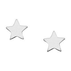 Sterling silver tiny star stud earrings, on a white background