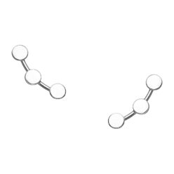 Sterling silver triple circle stud earrings, on a white background