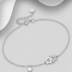Sterling Silver triple star bracelet with cubic zirconia