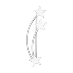 Sterling silver triple star ear climber, on a white background